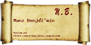 Manz Benjámin névjegykártya